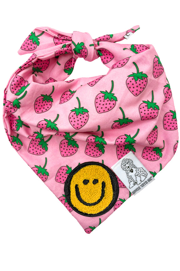 Dog Bandana Strawberry - Customize with Interchangeable Velcro Patches