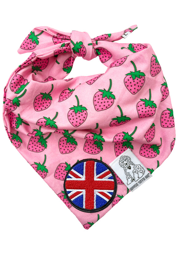 Dog Bandana Strawberry - Customize with Interchangeable Velcro Patches