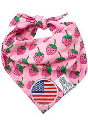 Dog Bandana Strawberry - Customize with Interchangeable Velcro Patches