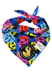 Dog Bandana Groovy Smiley Face - Customize with Interchangeable Velcro Patches