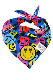 Dog Bandana Groovy Smiley Face - Customize with Interchangeable Velcro Patches