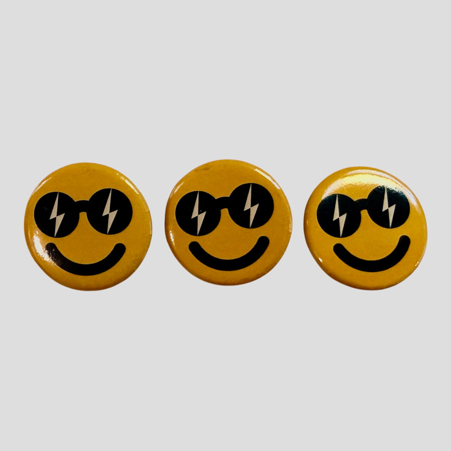 Pin Back Button - Lightning Bolt Smiley