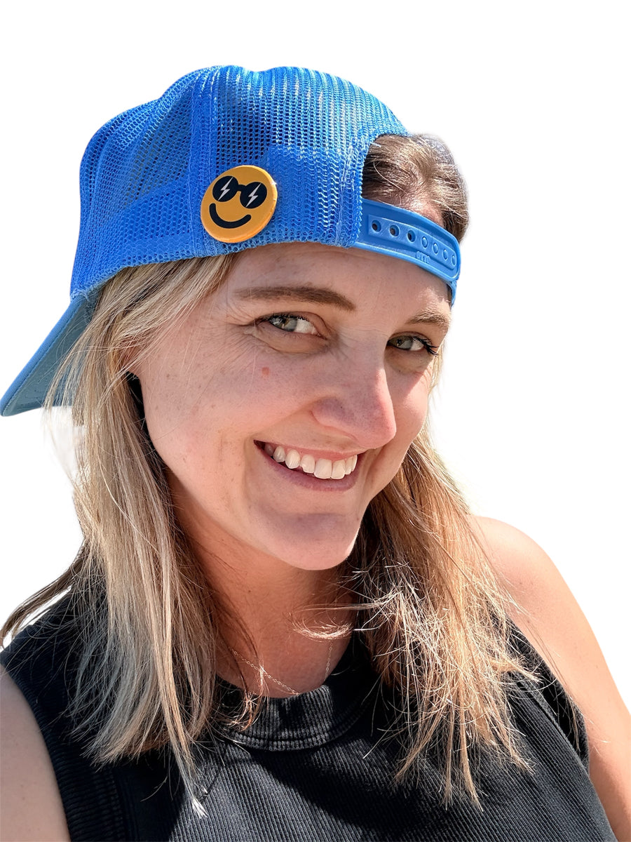 Pin Back Button - Lightning Bolt Smiley