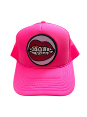 ADULT Customizable Trucker Hat, Patches Sold Separately (Neon Pink)