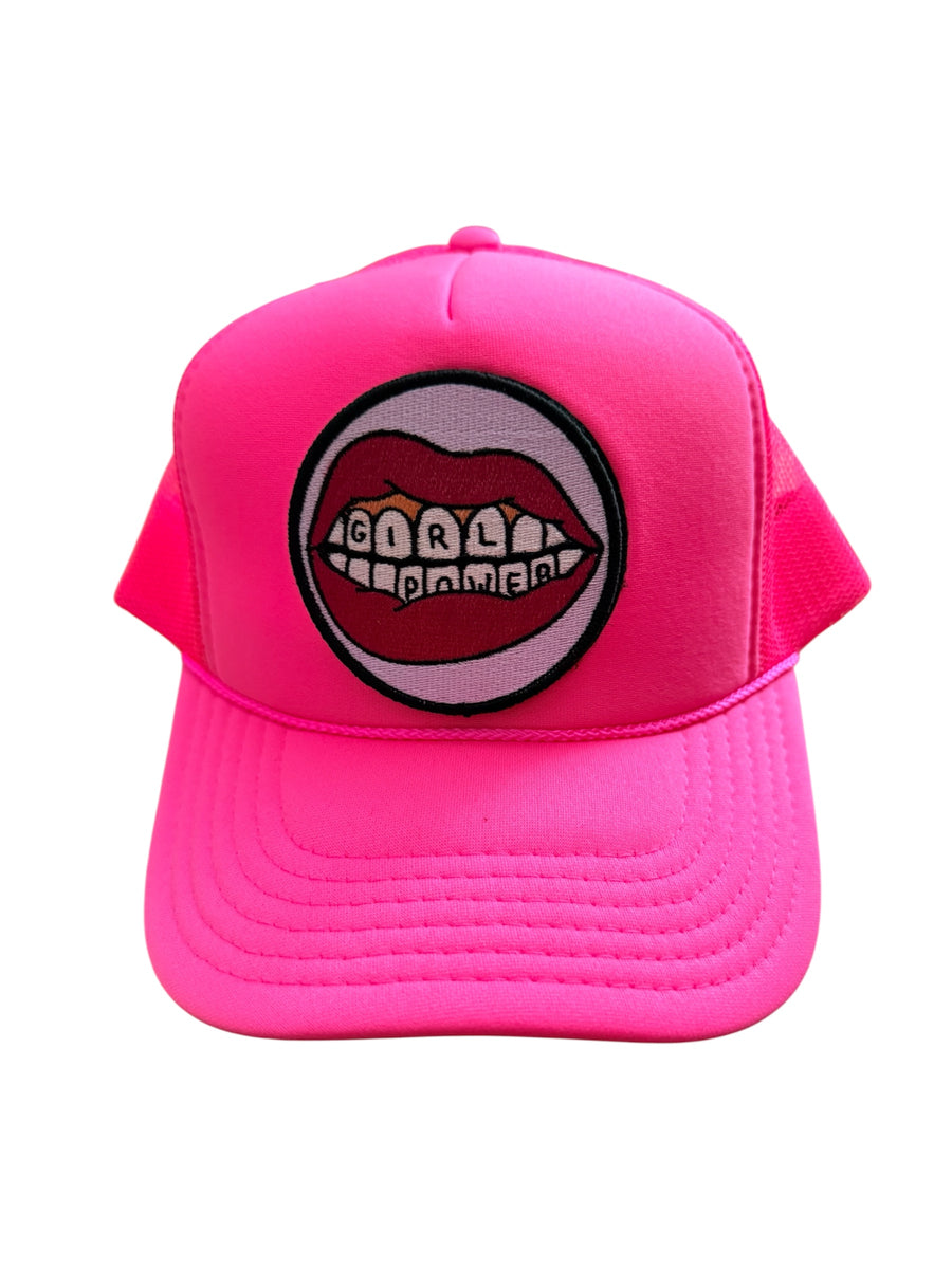 ADULT Customizable Trucker Hat, Patches Sold Separately (Neon Pink)