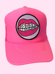 ADULT Customizable Trucker Hat, Patches Sold Separately (Neon Pink)