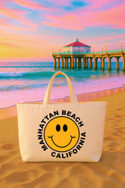 Tote Bag Smiley Face Manhattan Beach (Choose a City)