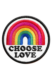 Patch with rainbow and 'Choose Love' text on a white background