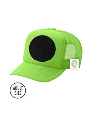 ADULT Trucker Hat with Interchangeable Velcro Patch (Neon Green)