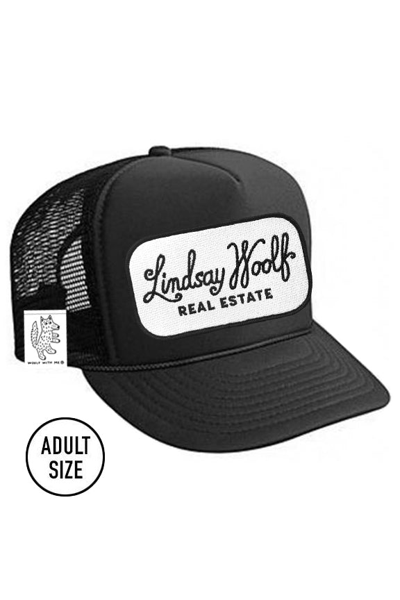 ADULT Trucker Hat with Interchangeable Velcro Patch (Black)