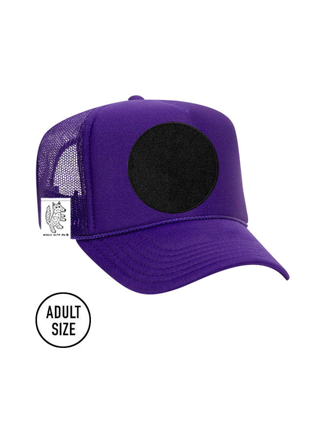ADULT Trucker Hat with Interchangeable Velcro Patch (Purple)