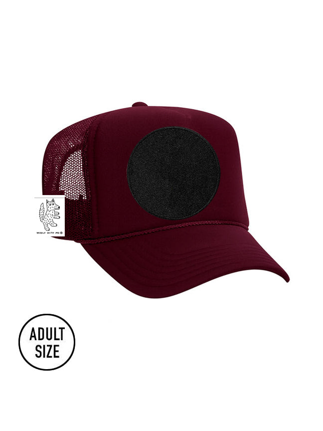 ADULT Customizable Trucker Hat, Patches Sold Separately (Maroon)
