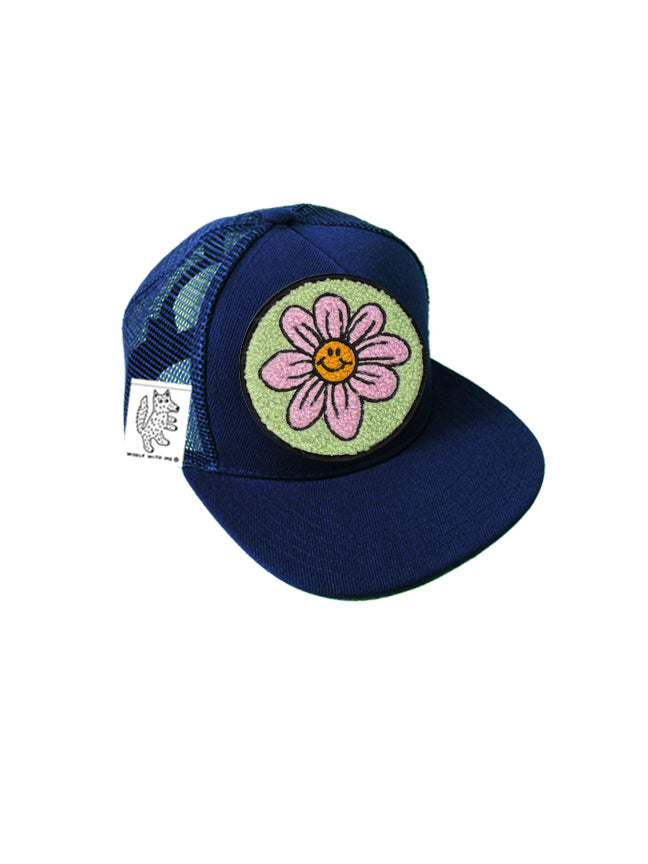 TODDLER Trucker Hat with Interchangeable Velcro Patch (Navy)