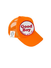 TODDLER Trucker Hat with Interchangeable Velcro Patch (Orange)
