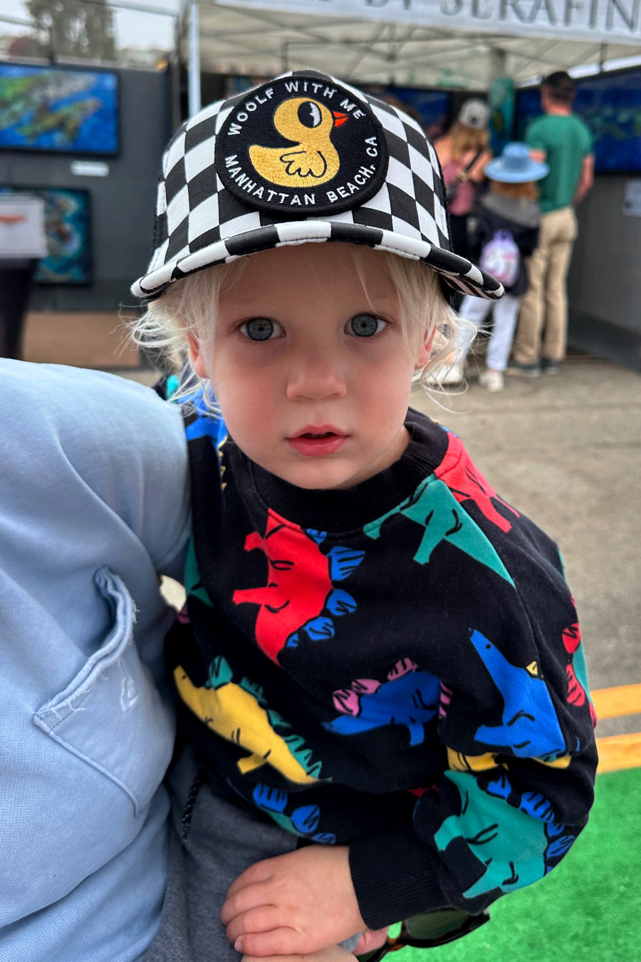 ★ TODDLER Trucker Hat with Interchangeable Velcro Patch (Checkered)