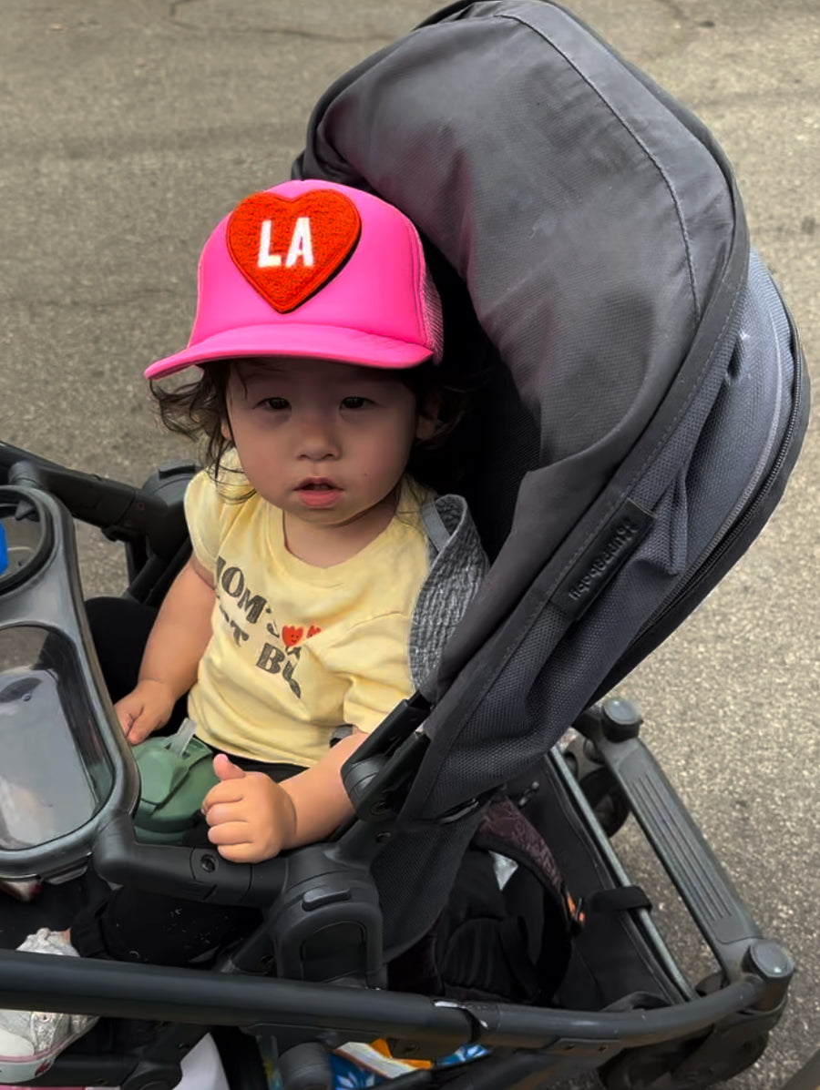 Toddler Customizable Trucker Hat for Heart Shape Patch, Patches Sold Separately (Neon Pink)