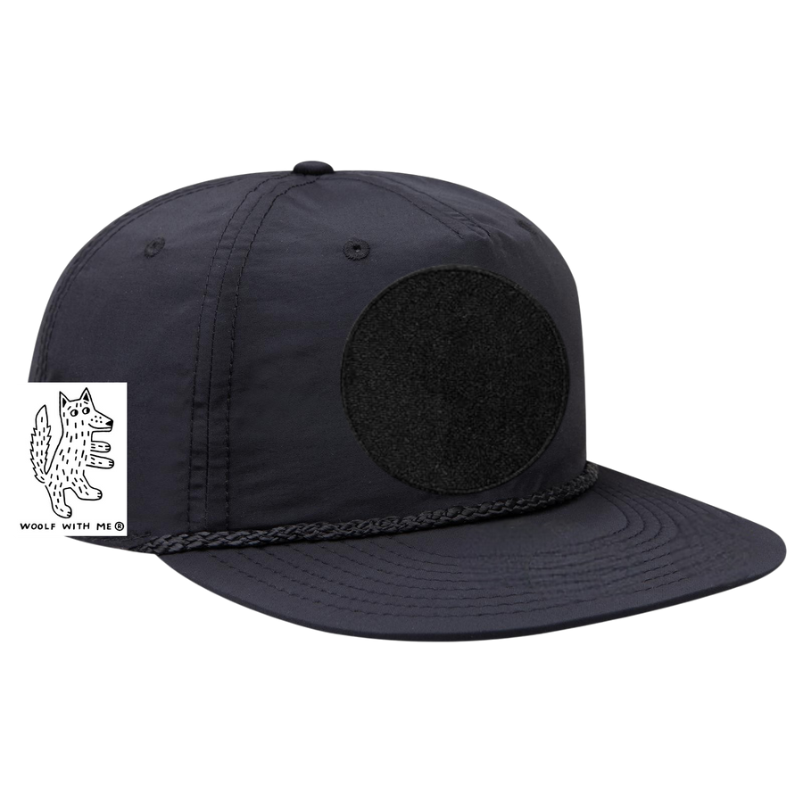 ADULT Customizable Nylon Flat Bill Baseball Hat (Black)