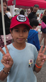 KIDS Trucker Hat with Interchangeable Velcro Patch (Red)