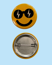 Pin Back Button | Lightning Bolt Smiley