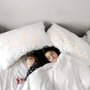 Woolf With Me Organic Personalized Pillowcase Large Center Cursive Toddler and Queen Size color_blush