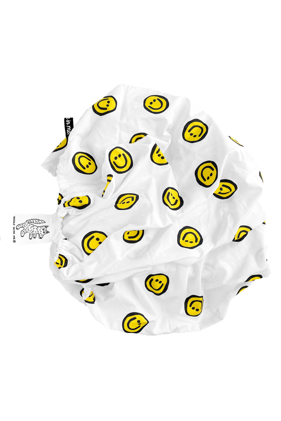 Woolf With Me Organic Changing Pad Cover Happy Face color_primrose-yellow