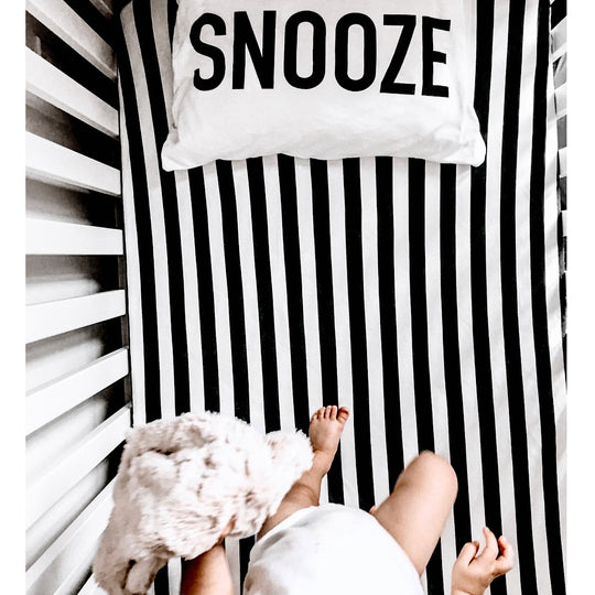 Woolf With Me Fitted Crib Sheet Stripes color_black
