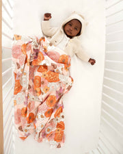 Woolf With Me Organic Swaddle Blanket Groovy Floral
