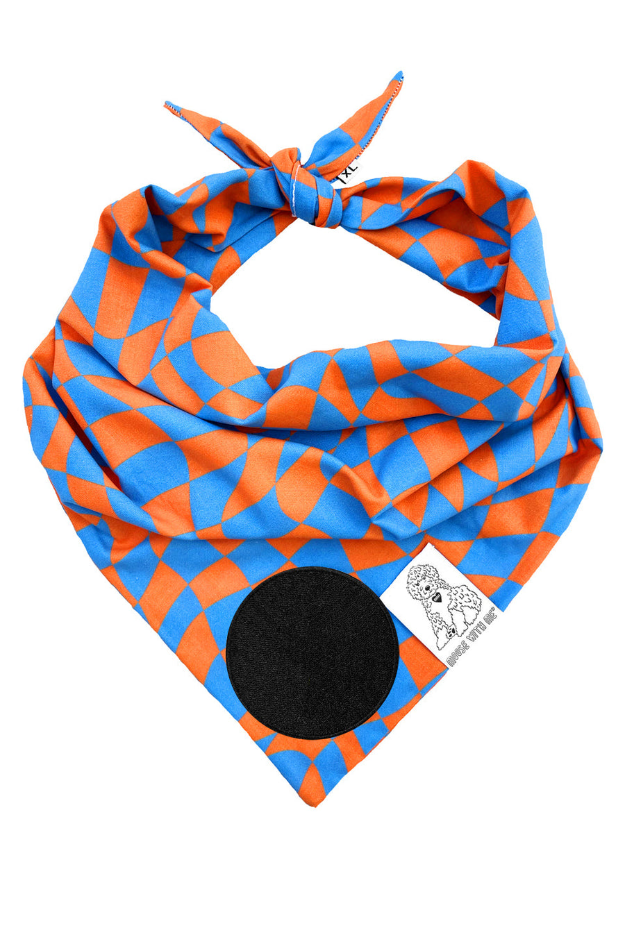 Dog Bandana Checkered Swirl - Customize with Interchangeable Velcro Patches