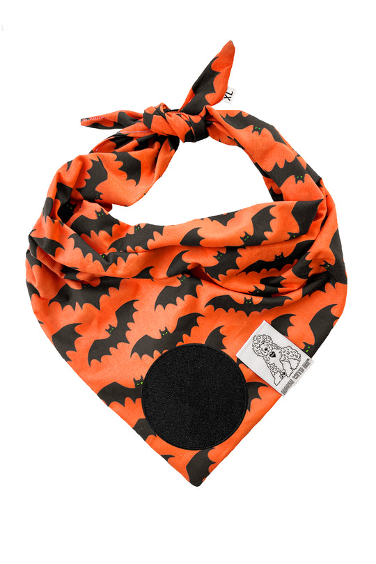 Dog Bandana Halloween Bat - Customize by adding Interchangeable Velcro Embroidered Patches