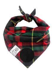 Dog Bandana Red Plaid - Customize with Interchangeable Velcro Patches