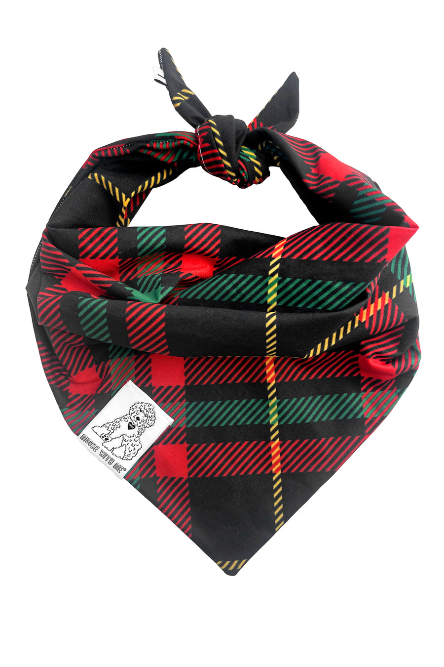 Dog Bandana Red Plaid - Customize with Interchangeable Velcro Patches