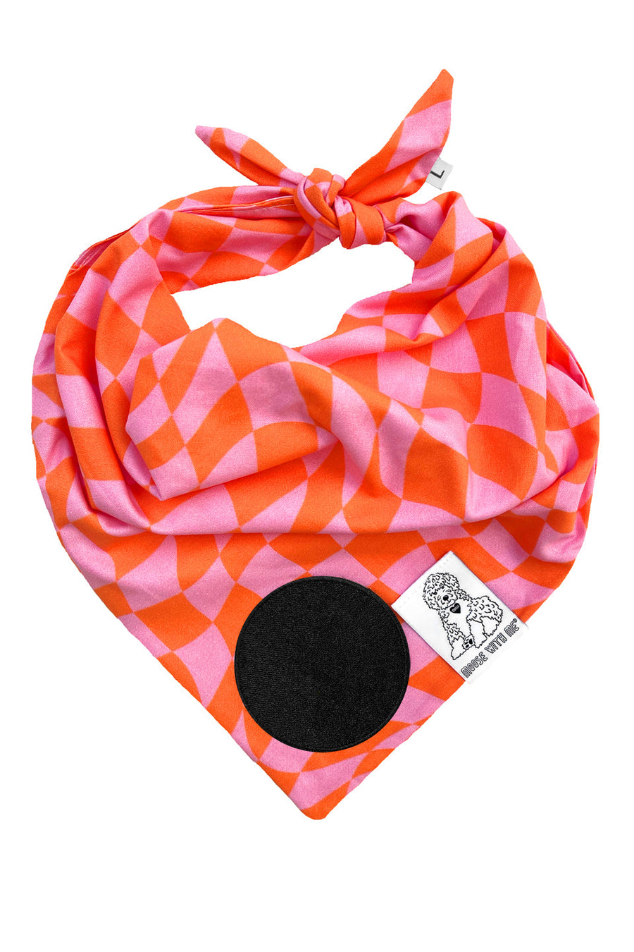 ★Dog Bandana Checkered Swirl - Customize with Interchangeable Velcro Patches