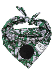 ★Dog Bandana 100 Dollar Bills - Customize with Interchangeable Velcro Patches