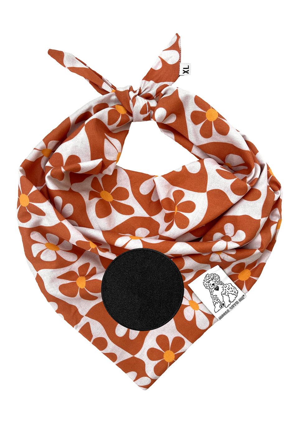 Dog Bandana Groovy Daisy - Customize with Interchangeable Velcro Patches