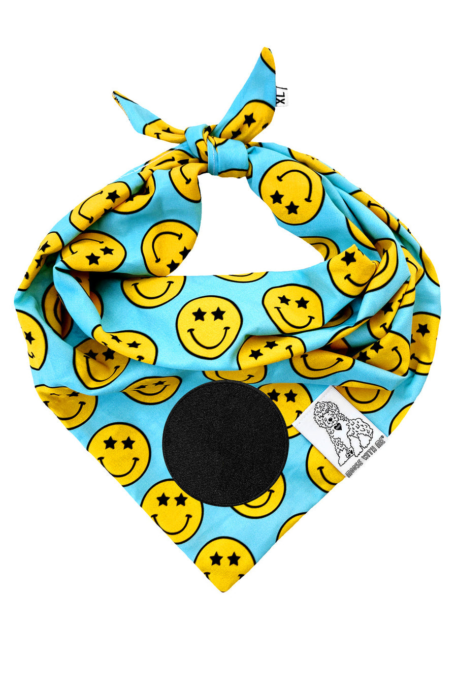Dog Bandana Star Smiley Face - Customize with Interchangeable Velcro Patches