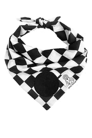 Dog Bandana Checkered Print - Customize with Interchangeable Velcro Patches