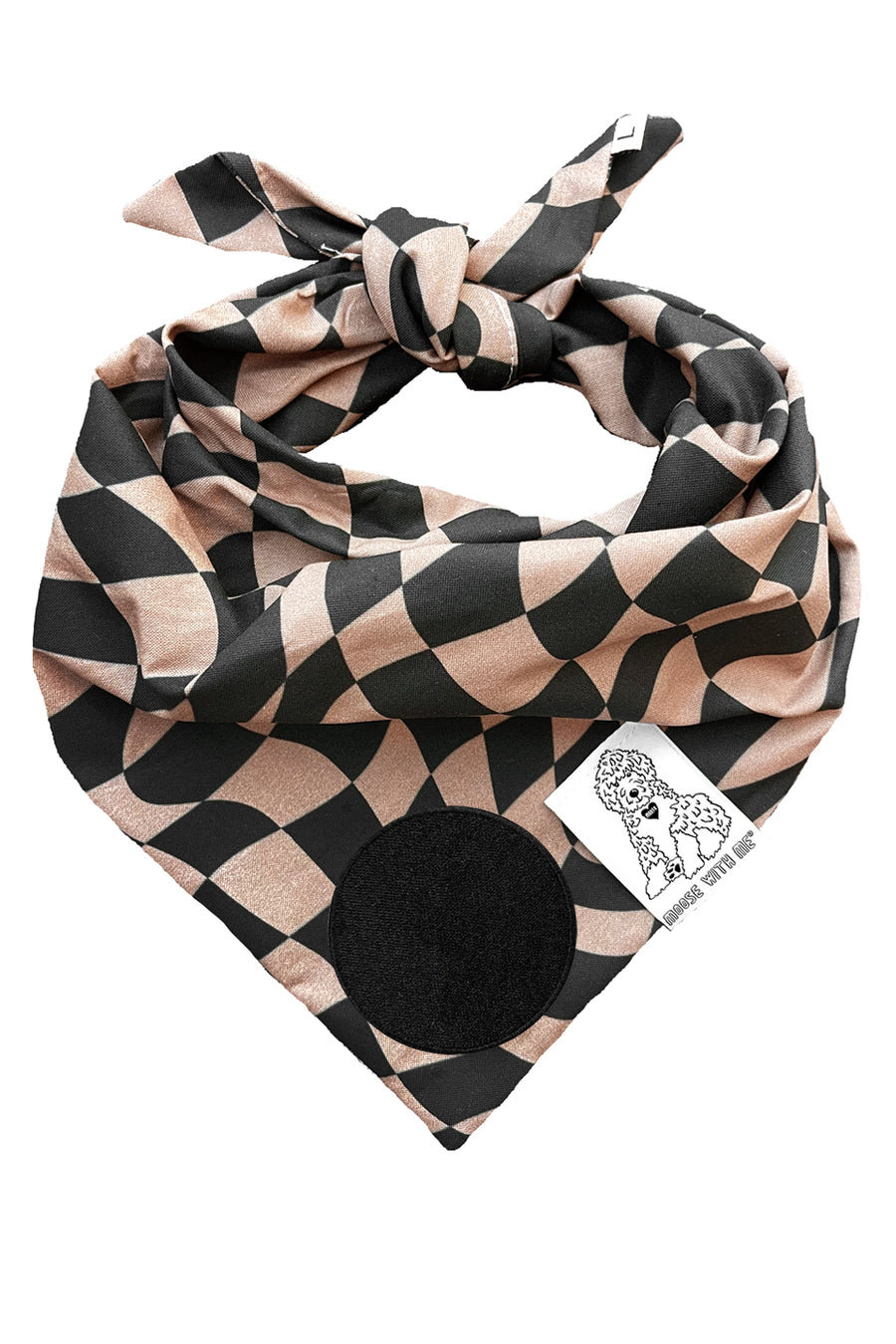 Dog Bandana Checkered Swirl - Customize with Interchangeable Velcro Patches