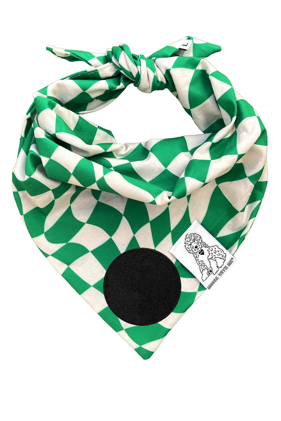 ★Dog Bandana Checkered Swirl - Customize with Interchangeable Velcro Patches