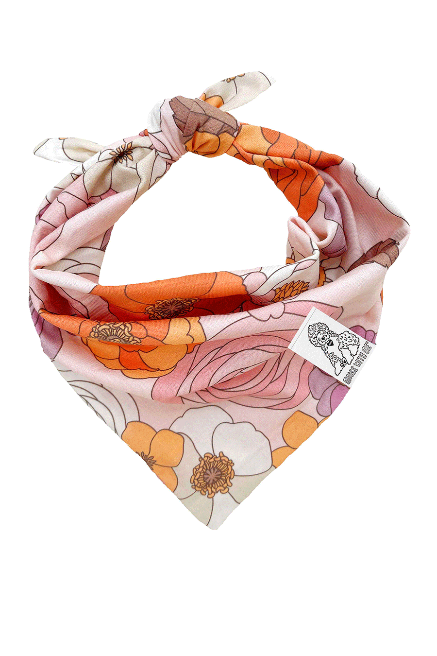 Dog Bandana Groovy Floral - Customize with Interchangeable Velcro Patches