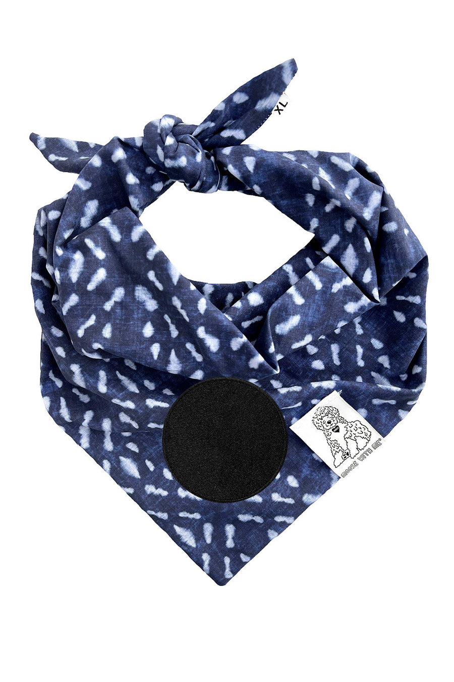 ★Dog Bandana Indigo - Customize with Interchangeable Velcro Patches