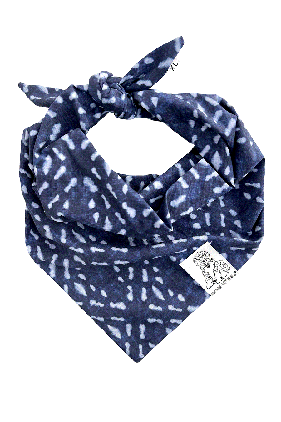 Dog Bandana Indigo - Customize with Interchangeable Velcro Patches