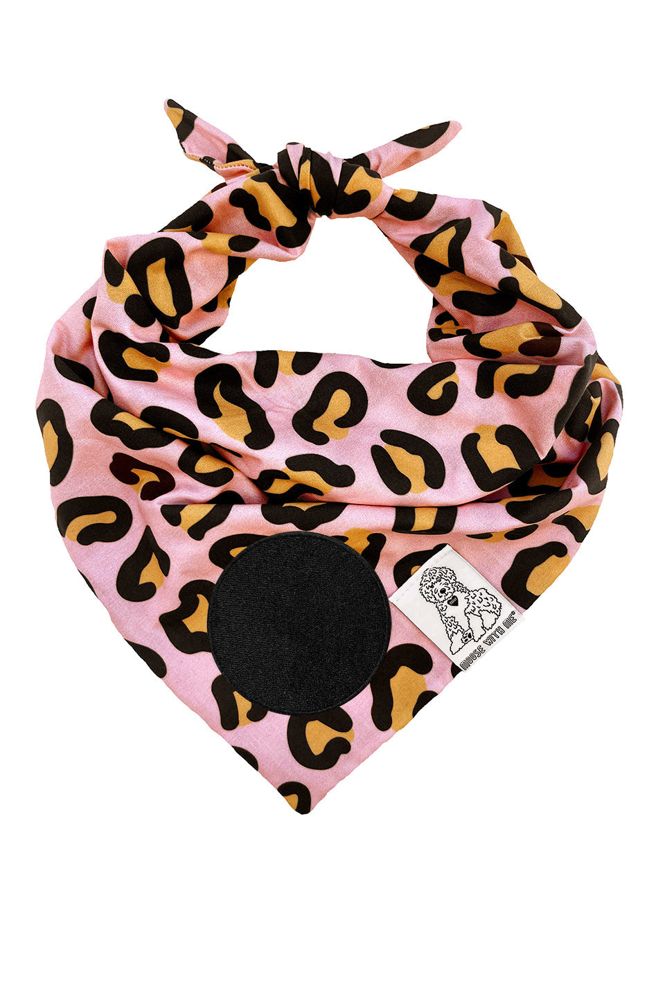 ★Dog Bandana Leopard Print - Customize with Interchangeable Velcro Patches