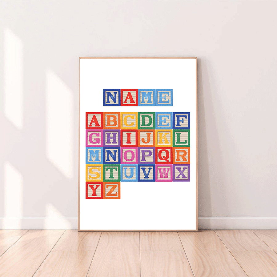 Personalized "Custom Name" Wall Art, Alphabet Block Letters