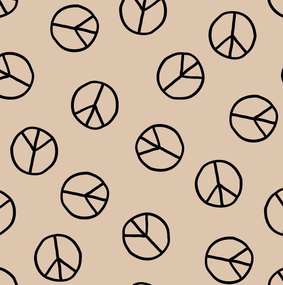 Woolf With Me Organic Swaddle Blanket Peace Sign color_cashew
