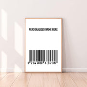 Personalized Custom Name Barcode Wall Art color_black
