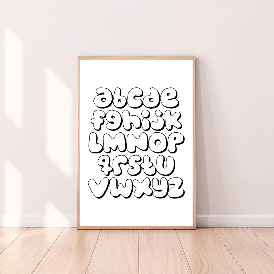 Cartoon Alphabet Letter Wall Art| Printable Nursery Art: Woolf With Me® cartoon-alphabet-letter-wall-art-printable-nursery-art-woolf-with-me