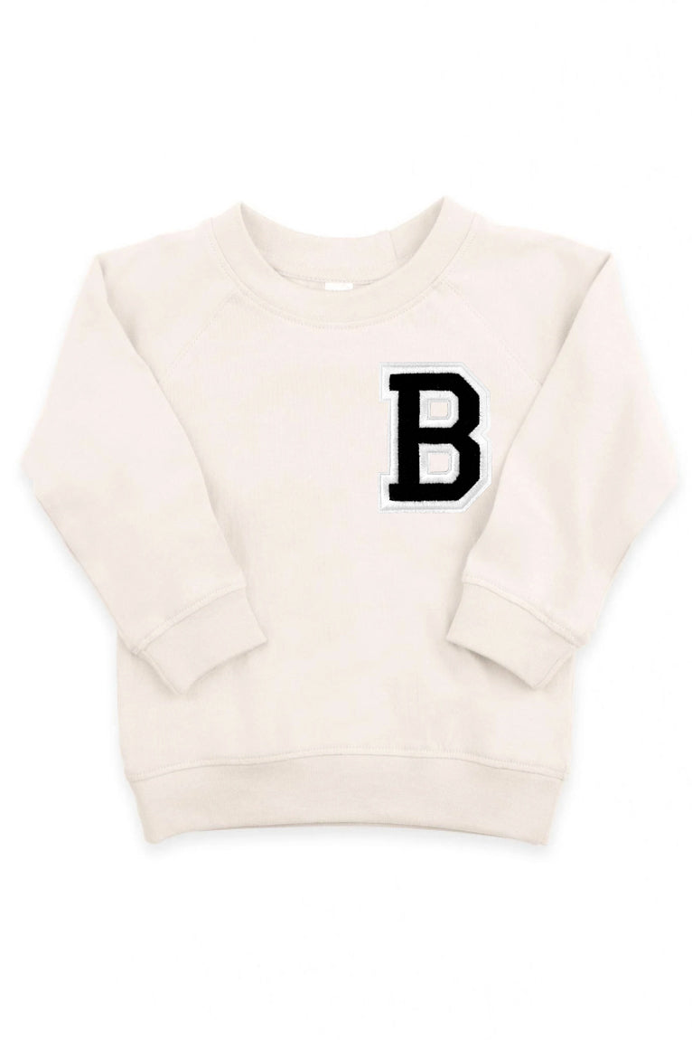 Organic Baby Sweatshirt Initial Letter Patch (3M-6M)