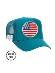 ADULT Trucker Hat with Interchangeable Velcro Patch (Aqua)