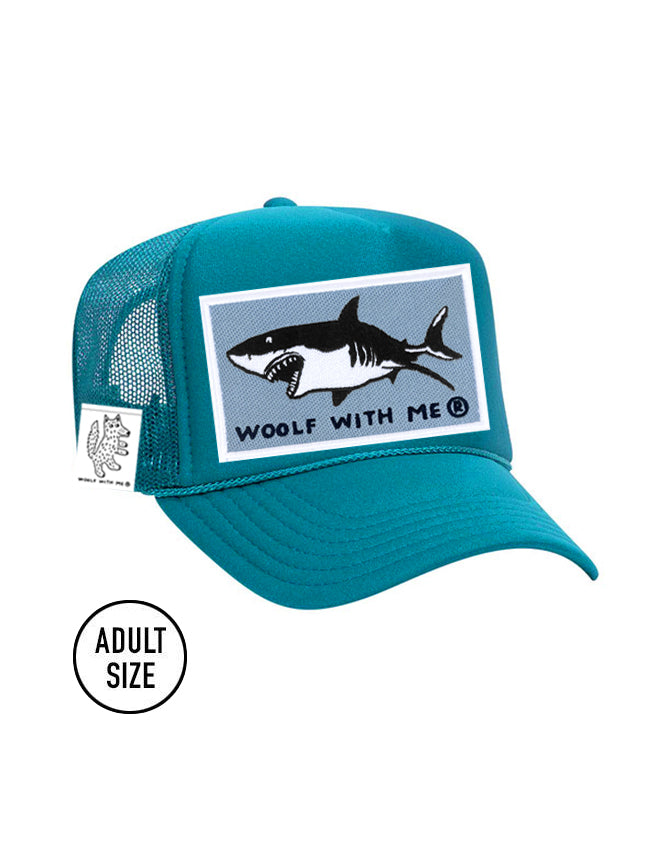 ADULT Trucker Hat Shark (Aqua)