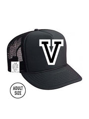 Custom Initial Letter (A-Z) Adult Trucker Hat (Black)